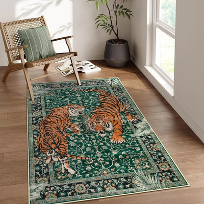 Jungle Majesty Tiger-Themed Area Rug