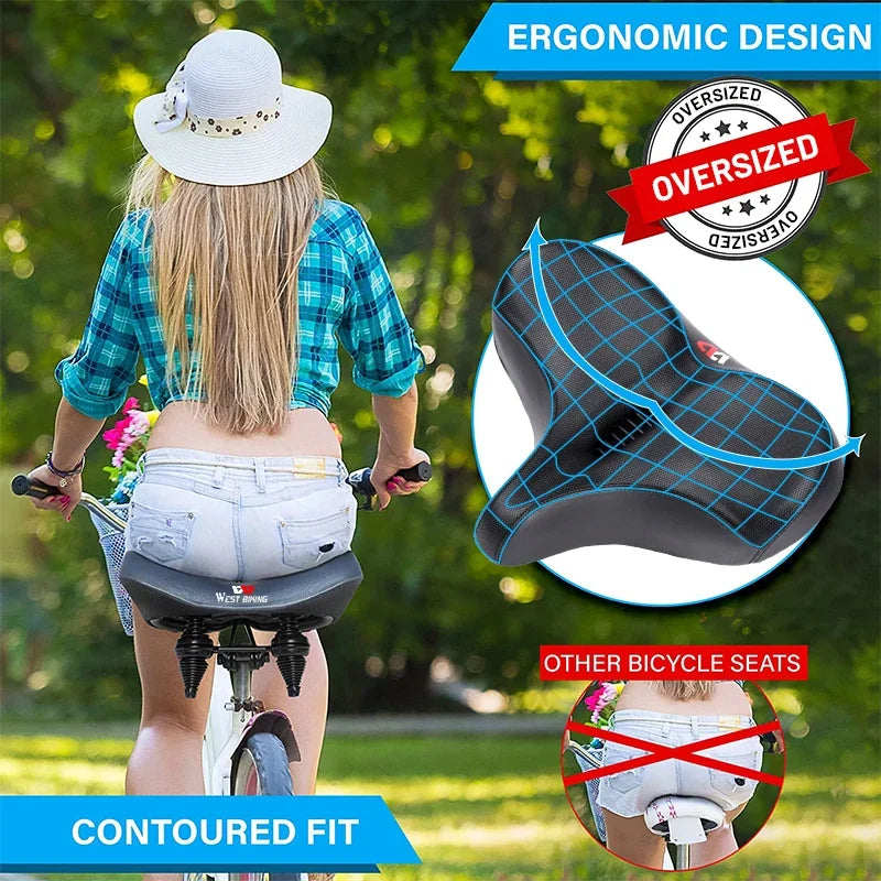 Ergonomic Wide Bicycle Seat – Shock-Absorbing Comfort for Urban and Trail Riding
