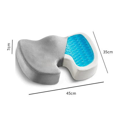 Memory Foam Seat Cushion with Cooling Gel | Office Chair Pillow for Coccyx with Non-Slip Base and Breathable Cover
