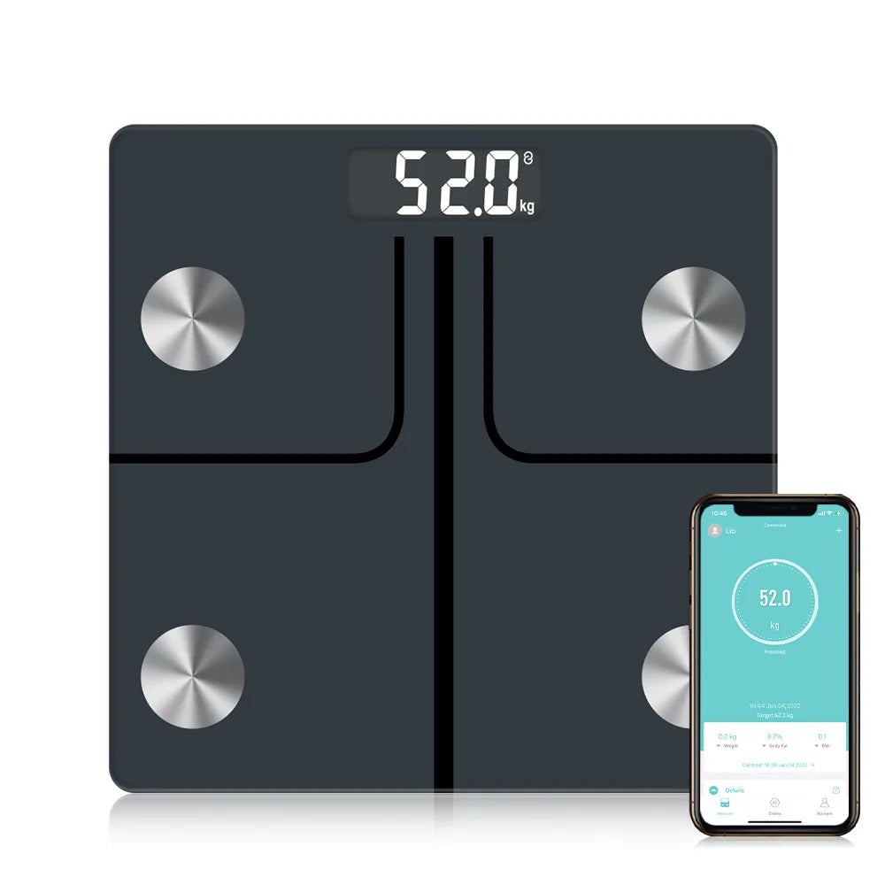 Body Weight Scale with ITO Sensor - 12 Metrics, Bluetooth App, 400 lb Capacity