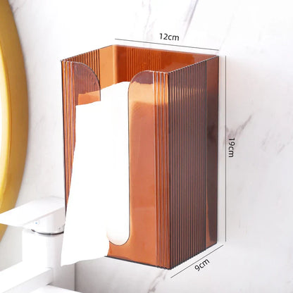 Wall-Mounted Tissue Dispenser Box | Clear Acrylic Handkerchief Holder | Bathroom & Living Area Paper Towel Rack | Functional & Modern