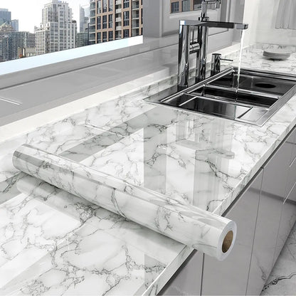 Self-Adhesive Waterproof Wallpaper - Marble Oil-Proof Film for Kitchen Renovation