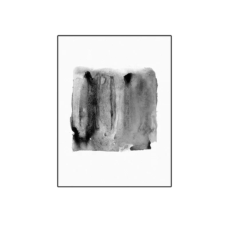 Minimalist Abstract Ink Brush Stroke Canvas Prints in Black and White for Home and Office Decor