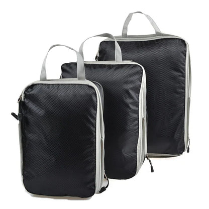 Compression Travel Set for Space-Saving Organization with Breathable Mesh Pouches