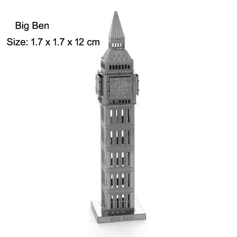3D Metal Puzzle Set of Global Landmarks: Build and Discover Famous Structures