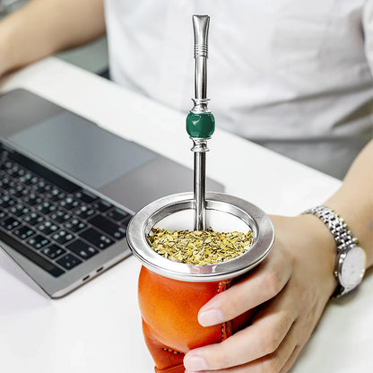 Reusable Yerba Mate Straws Set with Stainless Steel Bombilla and Brushes