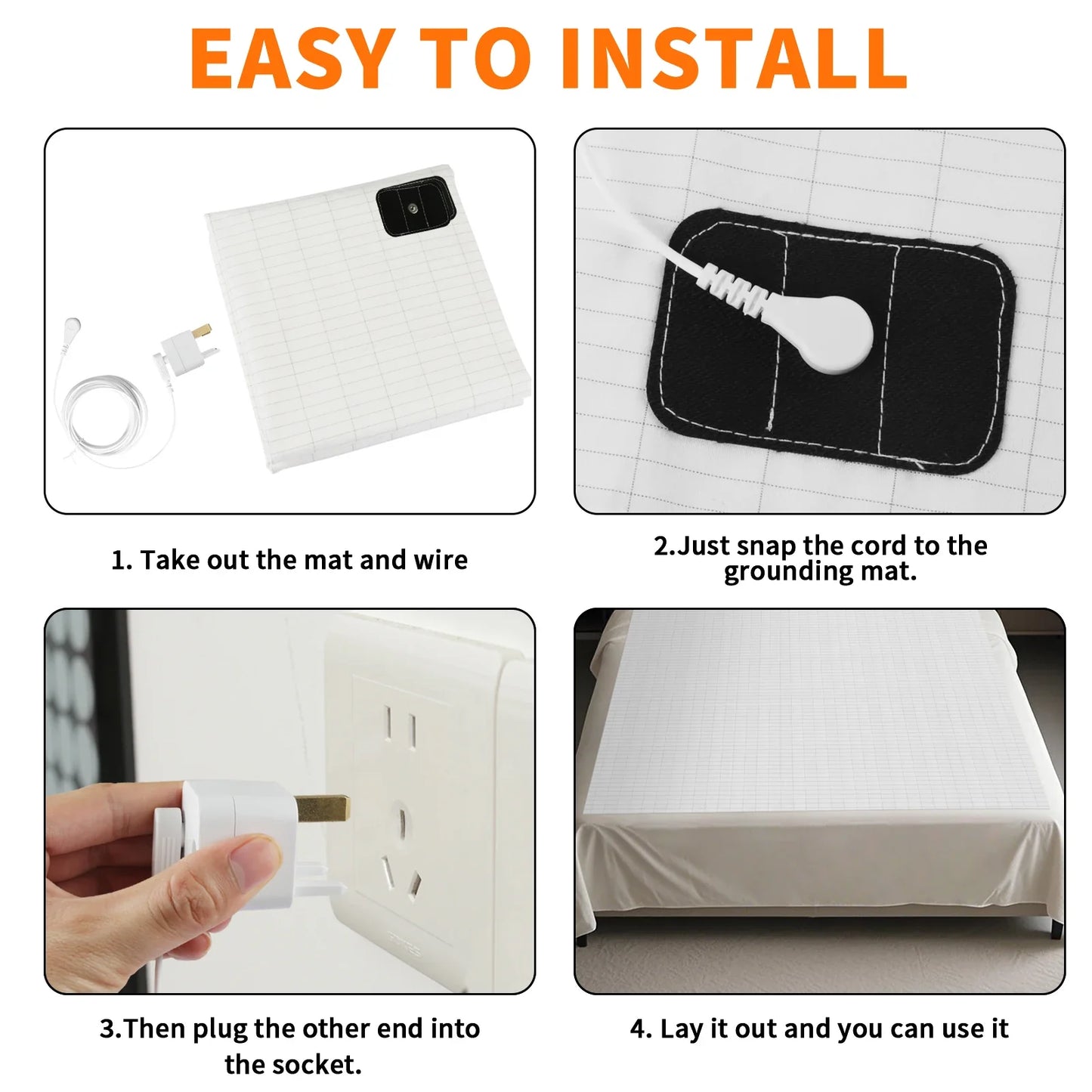 Organic Cotton Grounding Sheet with Silver Fiber and Conductive Cable for Sleep