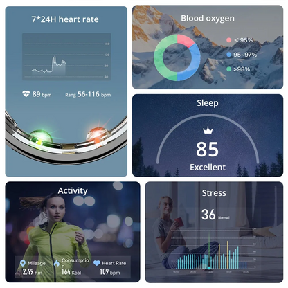 Health Monitoring Smart Ring with Charging Dock | Sleep & Heart Tracker | 5ATM Waterproof | Multiple Sports Modes