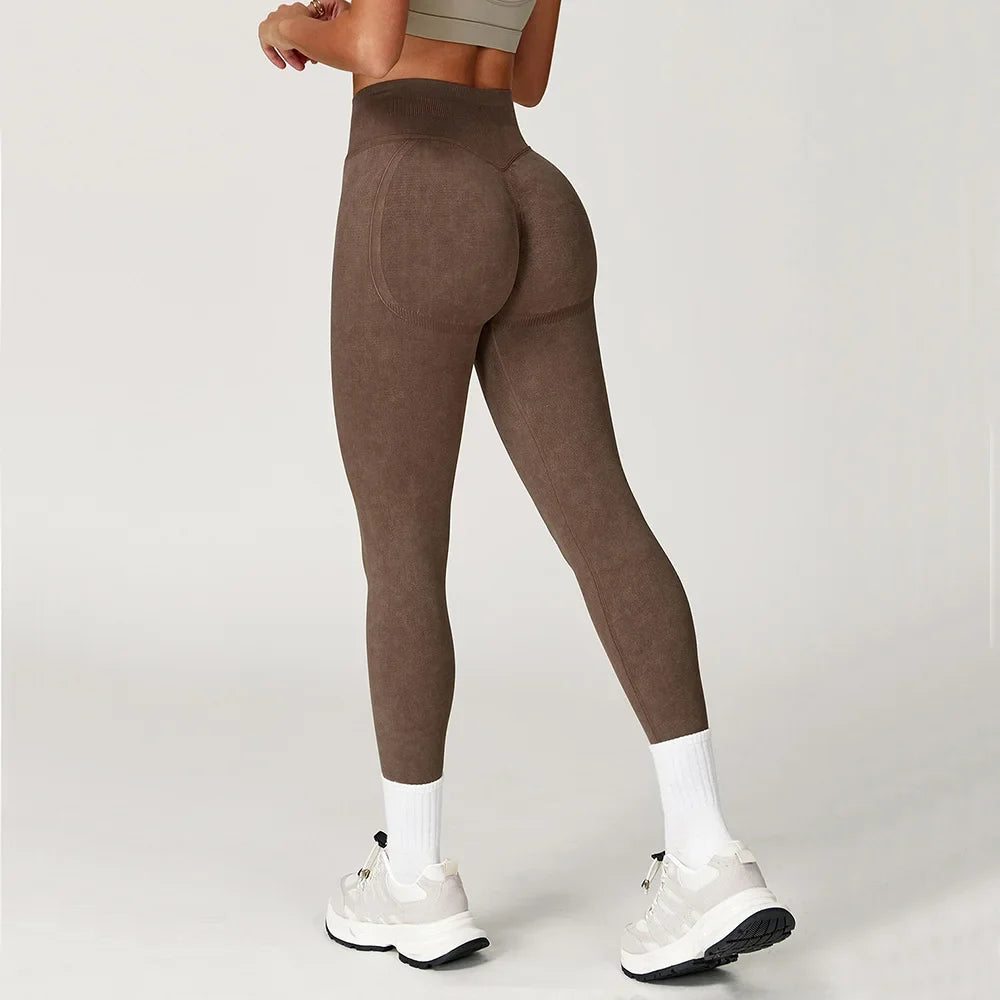 High-Waisted Ribbed Workout Leggings for Women | Seamless Stretch Fit