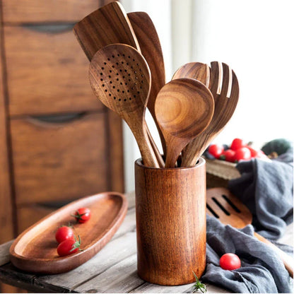 Elegant 8-Piece Acacia Wood Kitchen Utensil Collection