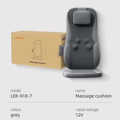 Heated Vibration Massage Cushion for Seat – Dual-Rail Back Massager with 3 Settings, Spot Control & Adapters for Home/Car