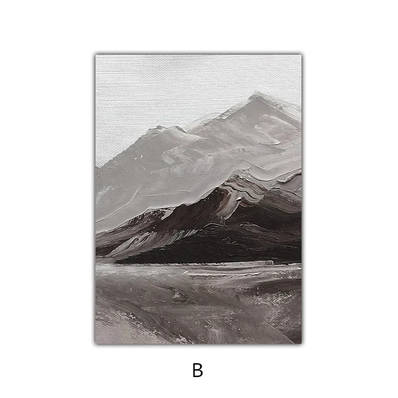 Serene Gray Mountain Canvas Art for Modern Living Spaces