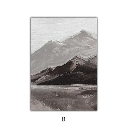 Serene Gray Mountain Canvas Art for Modern Living Spaces