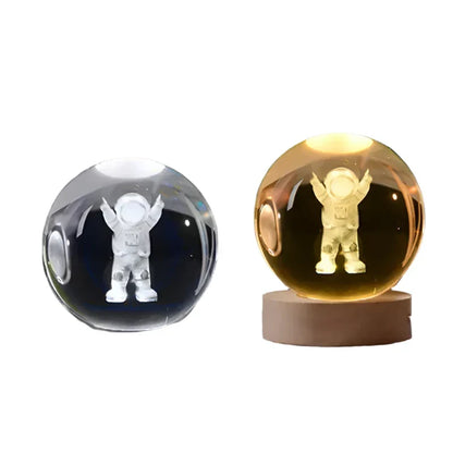 LED Starry Sky Projector with Wooden Base - 3D Crystal Night Light for Bedroom and Gifts