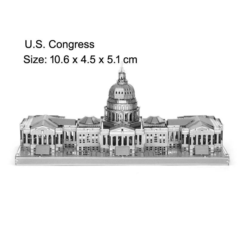 3D Metal Puzzle Set of Global Landmarks: Build and Discover Famous Structures