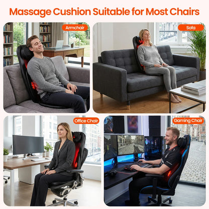 Vibrating Back Cushion with Heat – Full-Body Massager for Chair, Neck, Waist, Hips