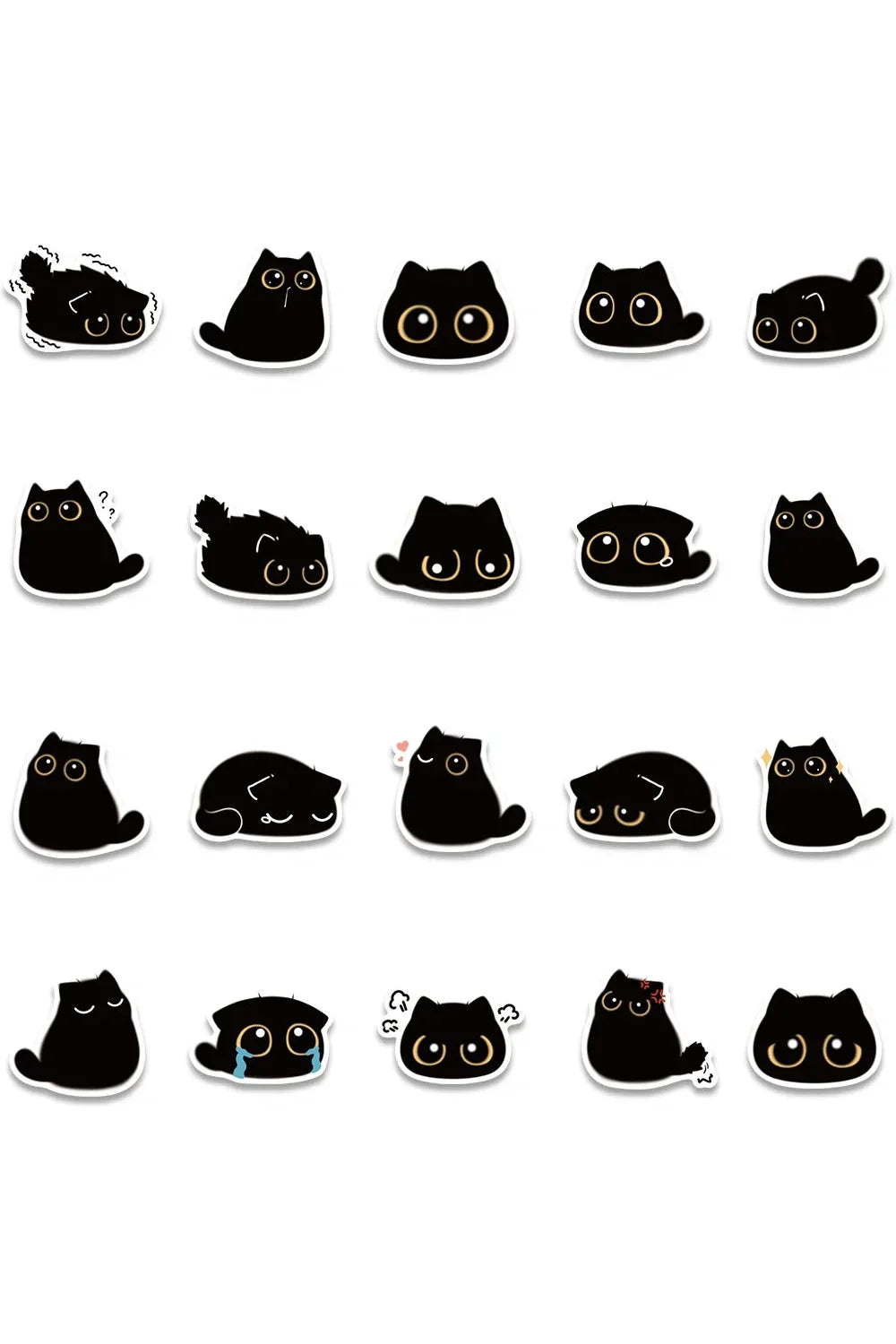 Set of Black Cat Adhesive Decals