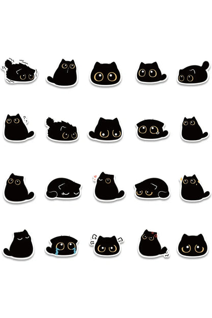 Set of Black Cat Adhesive Decals