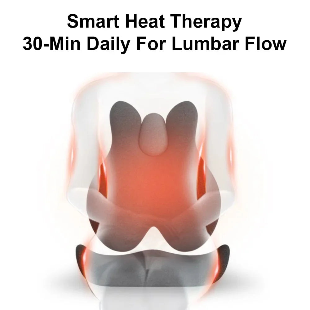 Lumbar Support Pillow with Memory Foam, Heat, Vibration – 3 Levels & Modes, Adjustable Straps