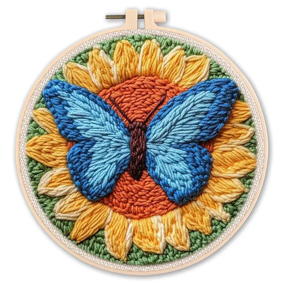 Animal-Themed Punch Needle Kit | DIY Starter Set with Yarn & Hoop | Beginner Embroidery Set
