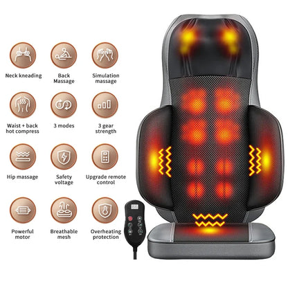 Heated Massage Cushion – 8D Neck and Back Massager with Vibration & Remote