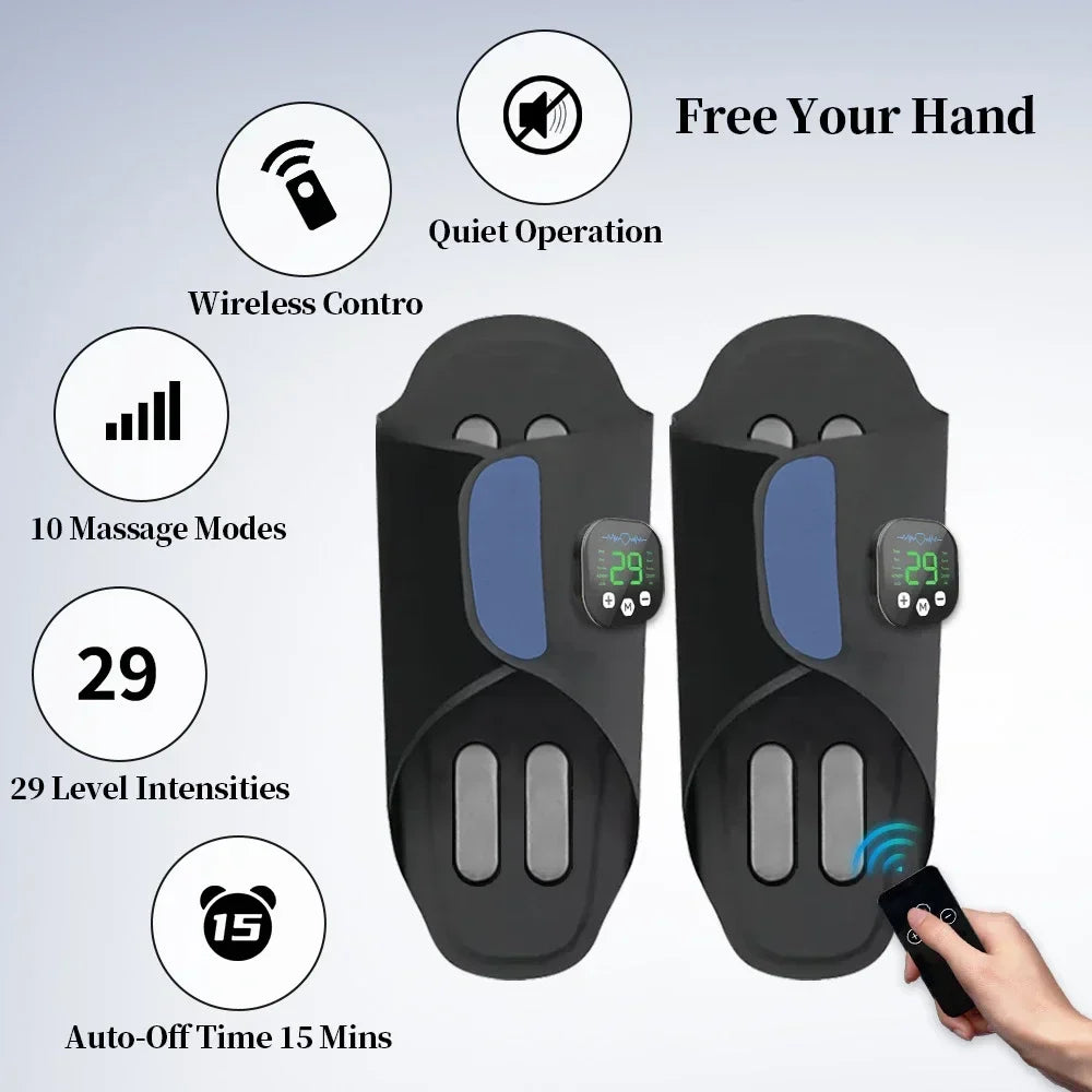 Remote-Controlled Foot Massaging Slippers – 10 Modes, 29 Intensities, 4 Pads, USB-C Rechargeable