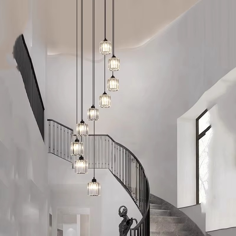 Elegant Grand Ceiling Light – Vintage Crystal Staircase Chandelier