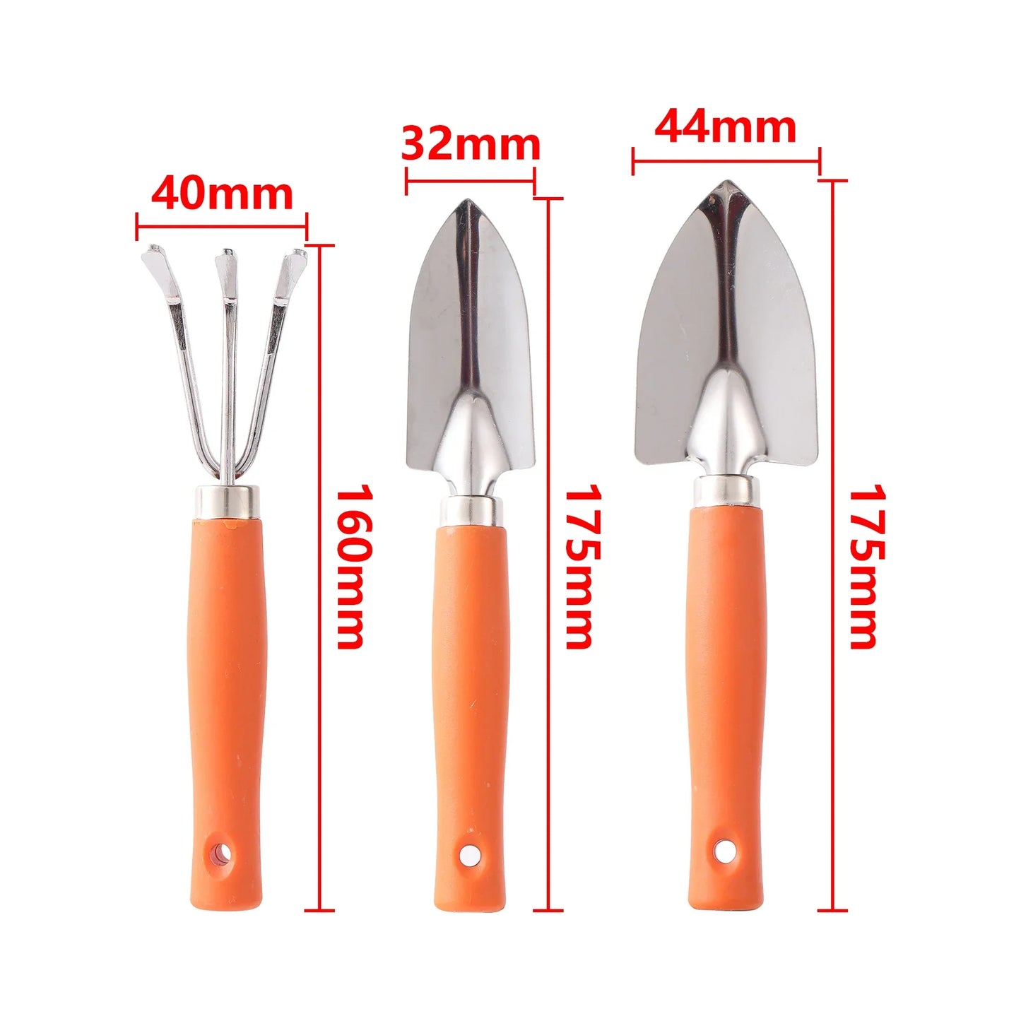 3-Piece Mini Garden Tool Set with Wooden Handles | Trowel and Rake | Perfect for Potted Plants