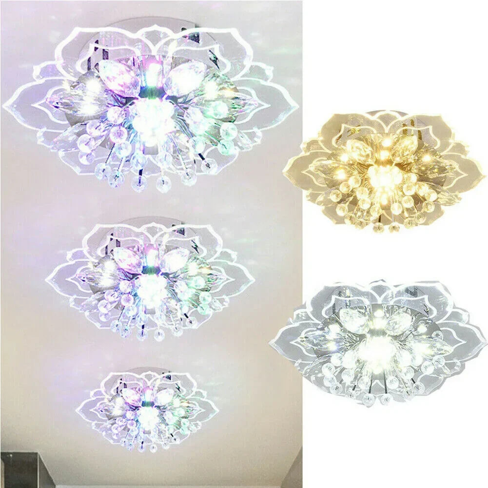 Colourful Crystal Flower Chandelier - 9W LED Modern Lighting for Home