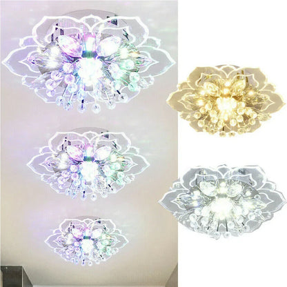 Colourful Crystal Flower Chandelier - 9W LED Modern Lighting for Home