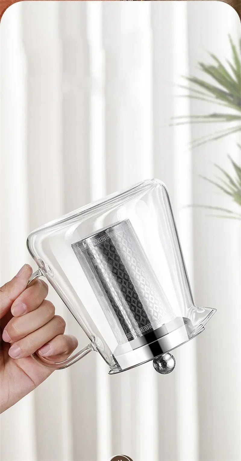 Heat-Resistant Glass Teapot 450ml-950ml with Stainless Steel Infuser for Kung Fu Tea, Puer and Oolong