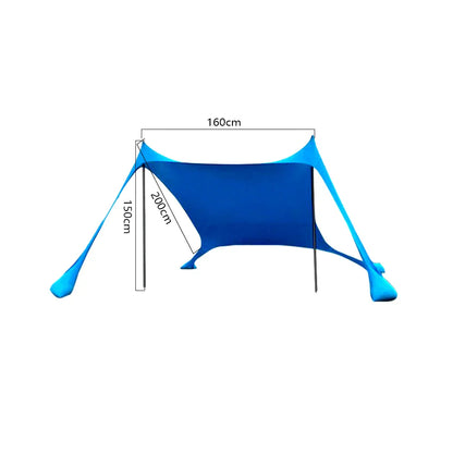 Beach Canopy with UPF50+ Protection | Water-Resistant & Wind-Stable | Fits 3-4 People | 200x200x170 cm
