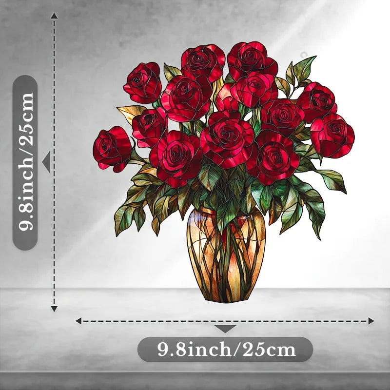 Acrylic Flower Pot with Solar Catcher | 2D Window Decoration | Vibrant Light Decor