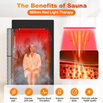 Infrared Home Sauna Tent with 2.5L Steam Generator, Chair, 9 Heat Settings & 99-Minute Timer