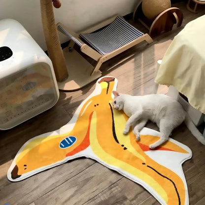 Yellow Banana-Shaped Area Rug