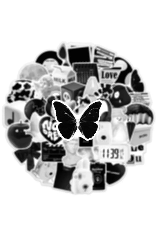 Cartoon Stickers in Black and White