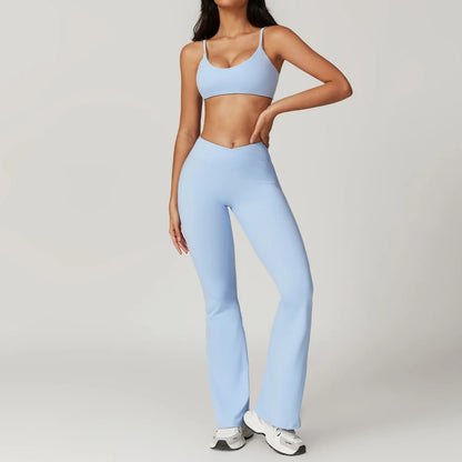 Women's Yoga Outfit - 2-Piece Set with Crop Top and High-Waisted Leggings