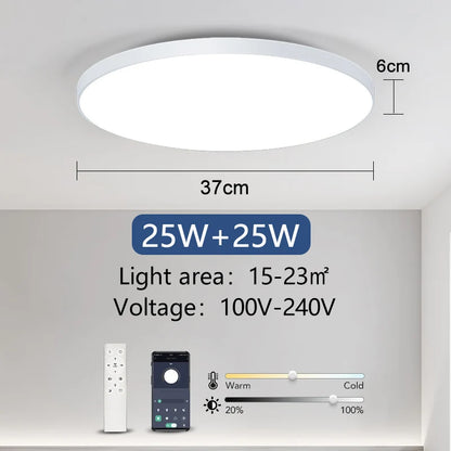 Smart 36W/50W LED Ceiling Light – Dimmable with Remote & App Control