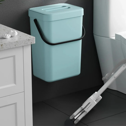 Compact Hanging Mini Trash Bin with Lid and Carry Handle for Kitchen and Bathroom