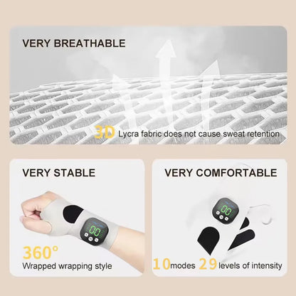 Cordless EMS Wrist Brace with Vibration – 10 Massage Settings & USB Rechargeable