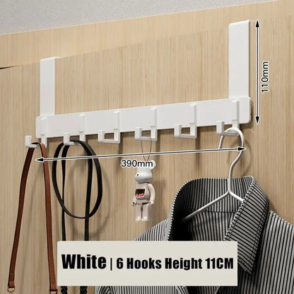 Door Hook Organizer with 6 Hooks | Aluminum Wardrobe Door Rack | No Drilling Needed | Fits Doors 1.6–1.8 inches