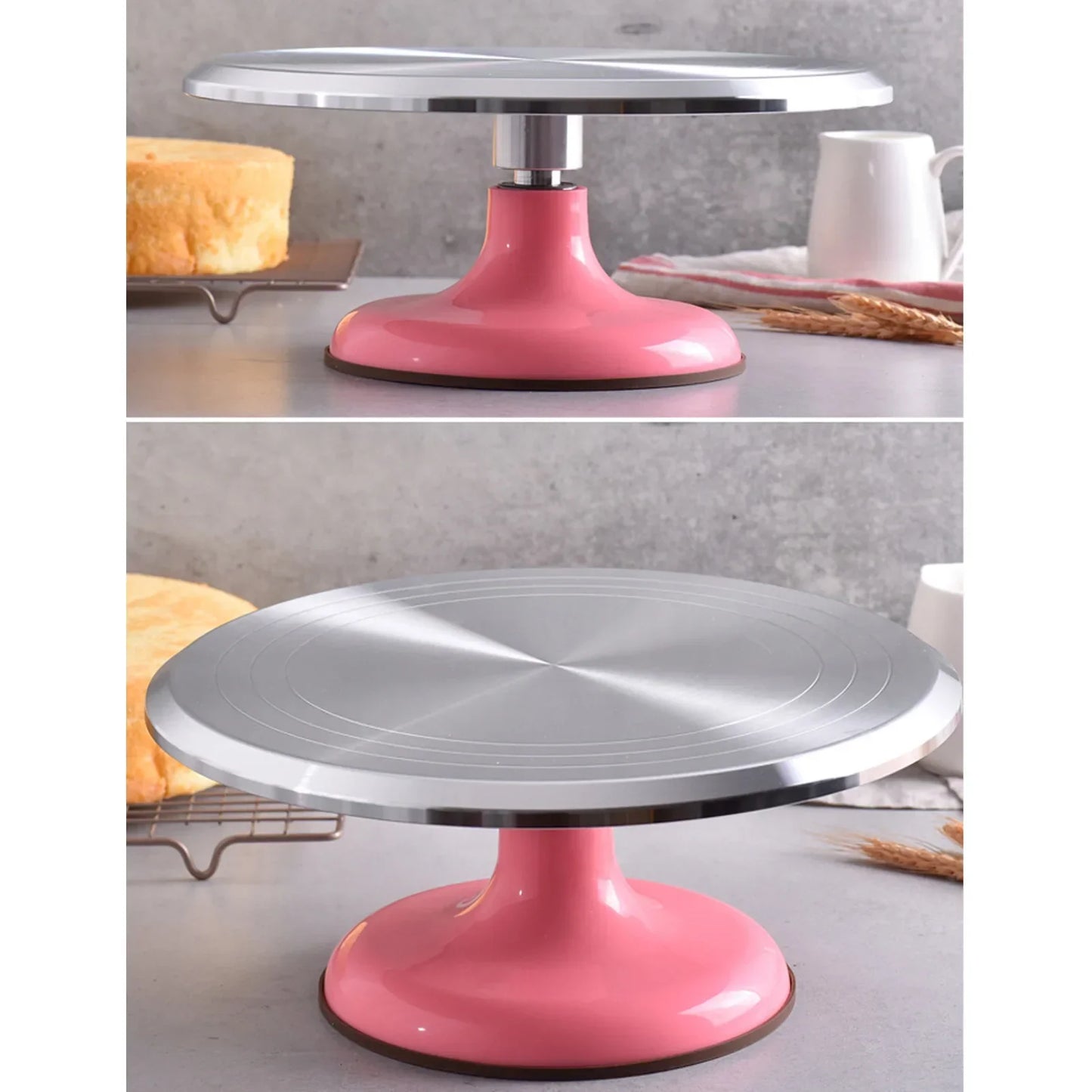 360° Rotating Cake Decorating Stand - Non-Slip Aluminum for Desserts
