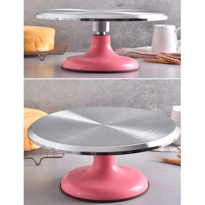 360° Rotating Cake Decorating Stand - Non-Slip Aluminum for Desserts