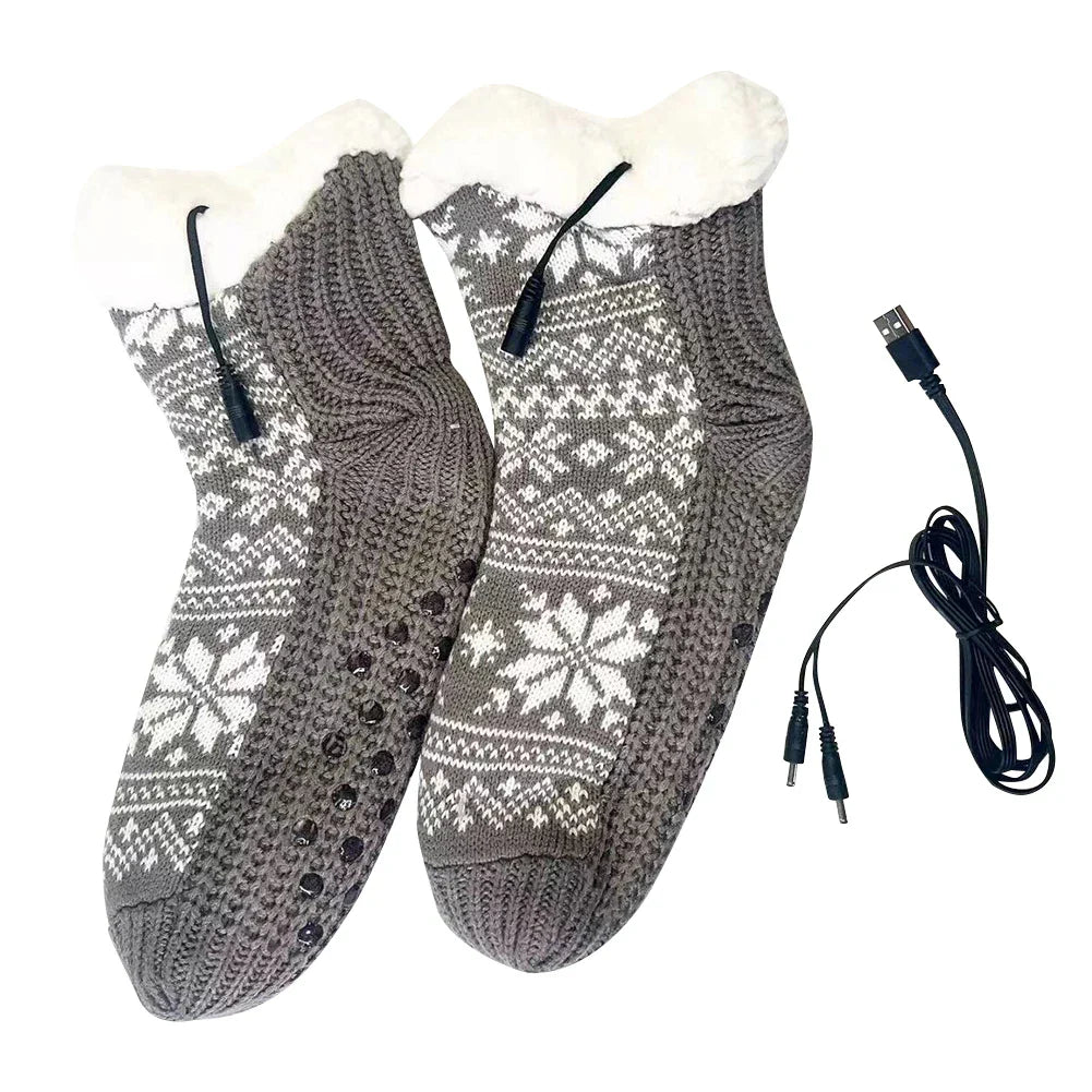 USB Heated Socks – Cozy Knitted Design, Non-Slip, Perfect for Home and Office