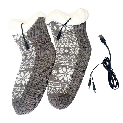 USB Heated Socks – Cozy Knitted Design, Non-Slip, Perfect for Home and Office