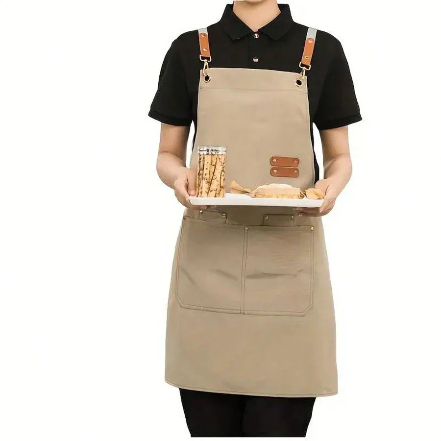 Unisex Waterproof Cooking Apron with Adjustable Straps and Large Pockets