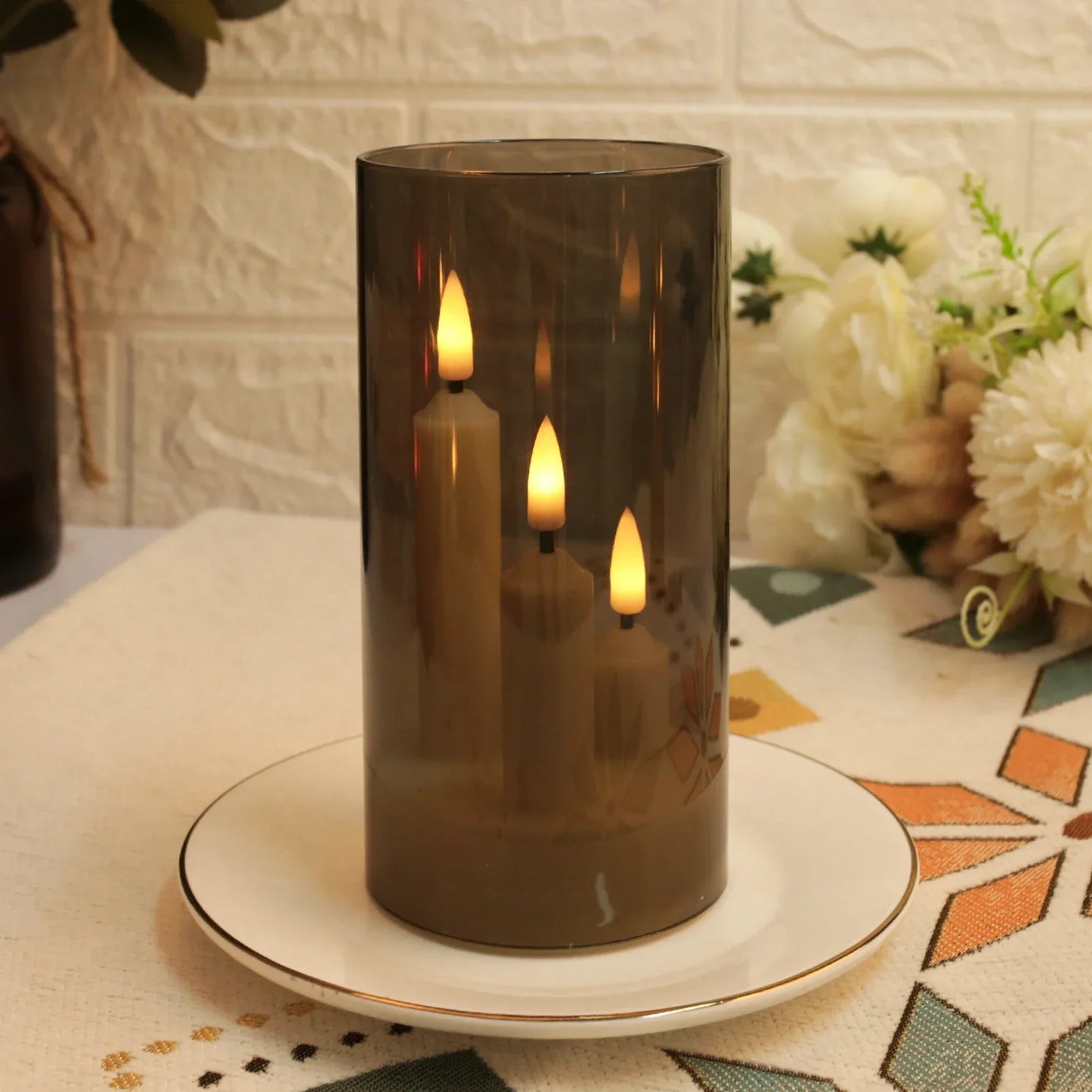 3-in-1 Flameless LED Cone Candle with 15 cm Lampshade – Battery Operated & Flickering Effect for Christmas, Weddings & Decoration