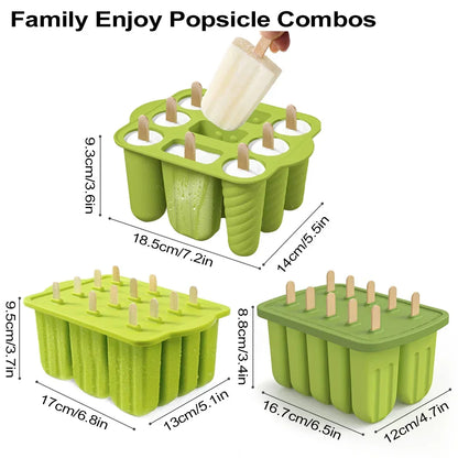 Silicone Ice Mold Set - BPA-Free & Reusable with Wooden Sticks for DIY Ice