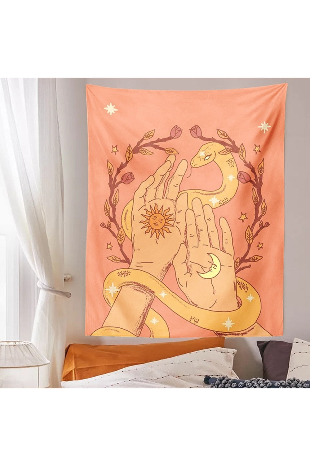 E-Girl Tapestry featuring Moon and Stars Design