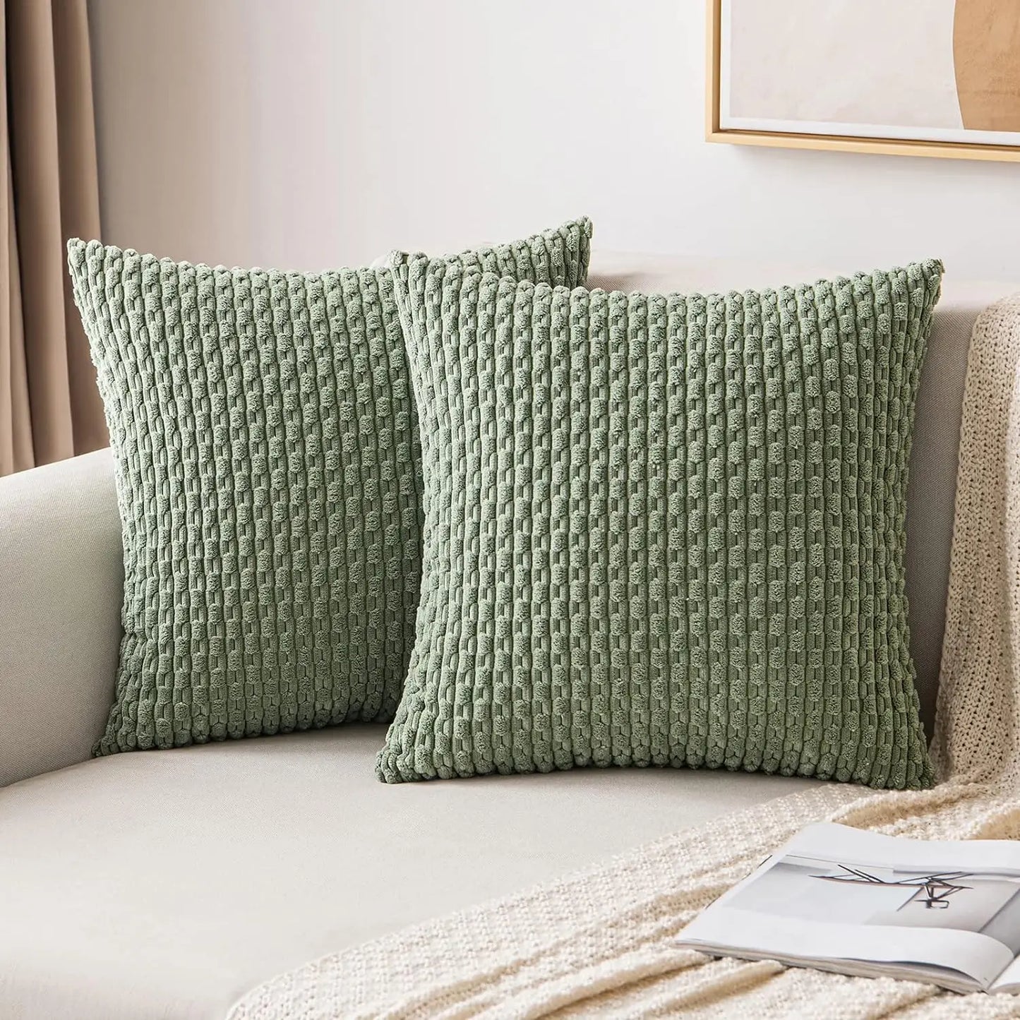 Boho Striped Corduroy Cushion Cover – Decorative Pillowcase for Sofa or Bed